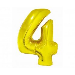 BALÓN FÓLIOVÝ ČÍSLO 4, ZLATÝ, 76 CM