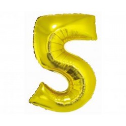 BALÓN FÓLIOVÝ ČÍSLO 5, ZLATÝ, 76 CM