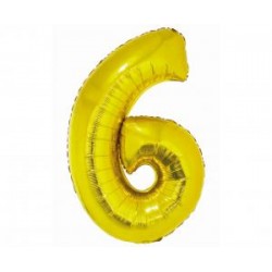 BALÓN FÓLIOVÝ ČÍSLO 6, ZLATÝ, 76 CM