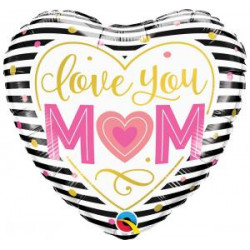 Srdiečkový fóliový balón "Love You Mom" - 18" (45 cm)
