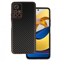 TEL PROTECT Leather Carbon Case for Xiaomi Redmi Note 11 5G/Note 11S 5G/Poco M4 Pro 5G Black