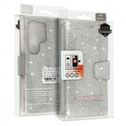Glitter Magsafe Book Case for Samsung Galaxy S24 Plus silver