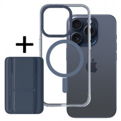 Amazing Thing Titan Pro Mag Wallet Case 10FT IP156.1PTWBU for Iphone 15 Pro navy with stand