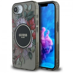Original Case GUESS IML Flowers MagSafe for Iphone 16e black