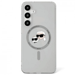 Original Pouch KARL LAGERFELD Button Karl&amp;Choupette Heads Printed Logo Magsafe for Samsung Galaxy S25 black
