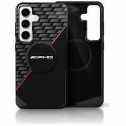 Original AMG Case Double Layer Rhombs MagSafe for Samsung Galaxy S25 Plus black and red