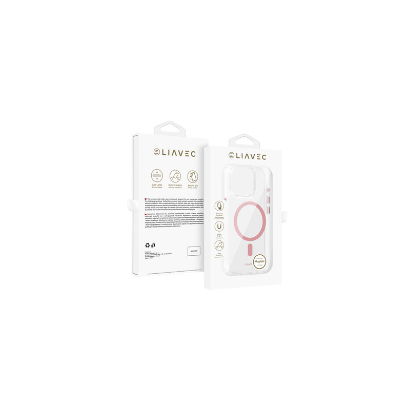 Liavec Glossy Magsafe Clear Case do Iphone 13 Pro pink