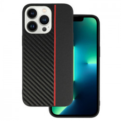 Tel Protect CARBON Case for Iphone 13 Pro Max Black with red stripe