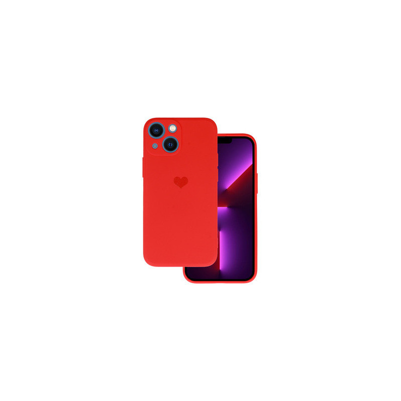 Vennus Silicone Heart Case for Iphone 14 Plus design 1 red