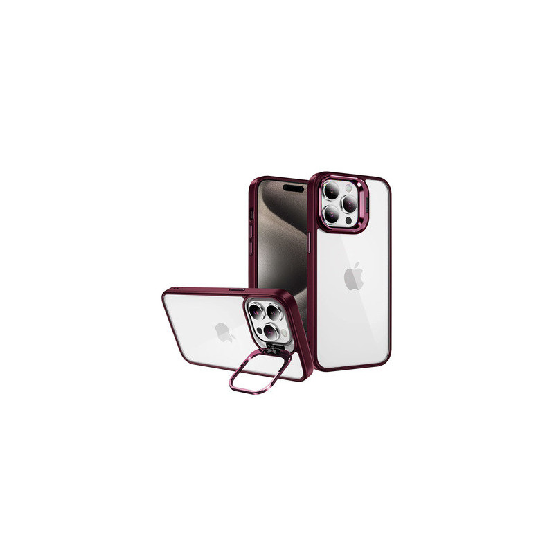Tel Protect Kickstand case + camera glass (lens) for Iphone 14 burgundy