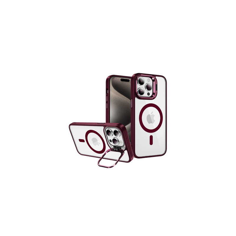 Tel Protect Kickstand Magsafe Case for Iphone 14 burgundy