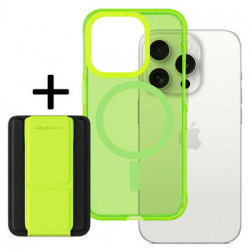 Amazing Thing Titan Pro Neon Mag Wallet Case 10FT IP156.7PTWGN for Iphone 15 Pro Max green with stand