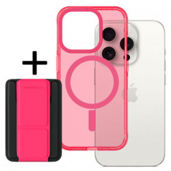 Amazing Thing Titan Pro Neon Mag Wallet Case 10FT IP156.1PTWPN for Iphone 15 Pro pink with stand