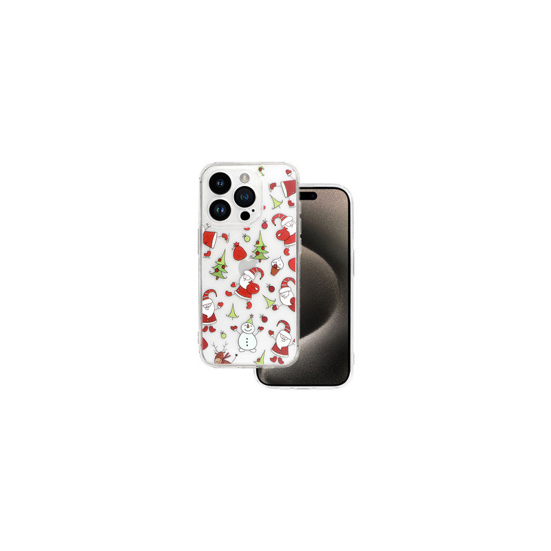 TEL PROTECT Christmas Clear Case for Iphone 15 Pro Design 1
