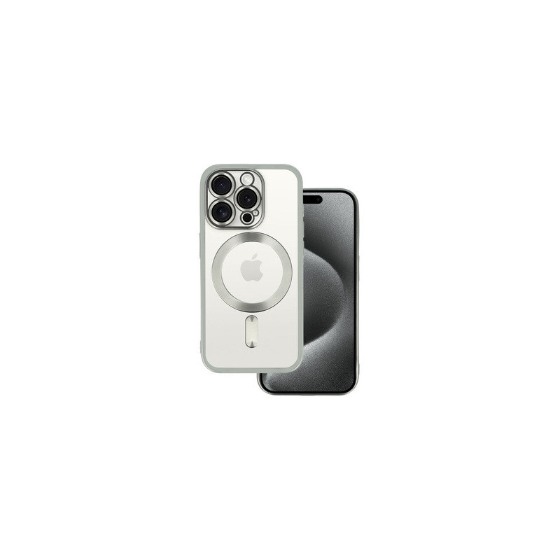 Metallic Magsafe Case for Iphone 15 Pro Silver