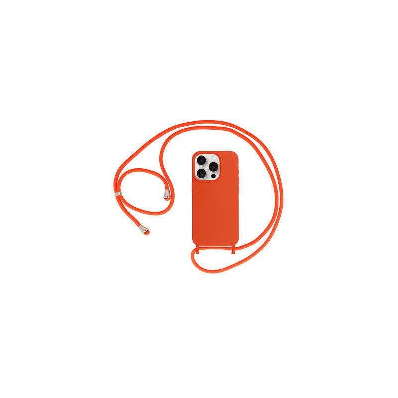 Strap Silicone Case for Iphone 15 Plus design 1 orange