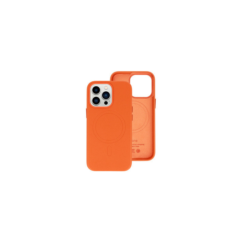 MagSafe Leather Case Iphone 15 Plus Orange