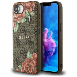 Original Case GUESS 4G Flowers Print MagSafe for Iphone 16e brown