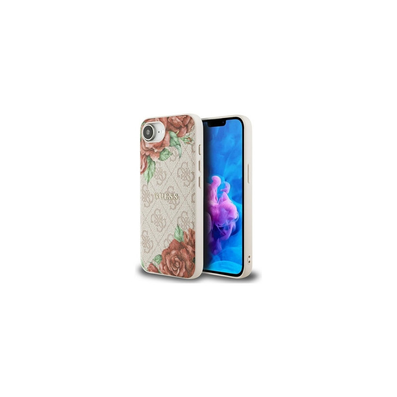 Original Case GUESS 4G Flowers Print MagSafe for Iphone 16e pink