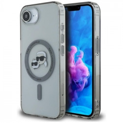 Original Pouch KARL LAGERFELD IML Metal Karl &amp; Choupette Heads MagSafe for Iphone 16e black