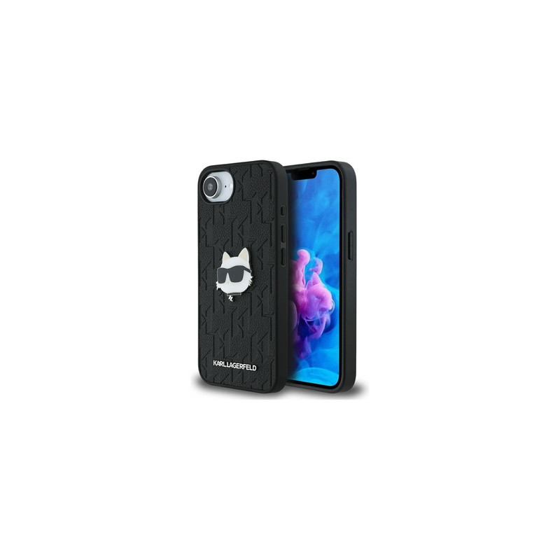 Original Pouch KARL LAGERFELD Monogram Choupette Head Pin for Iphone 16e black