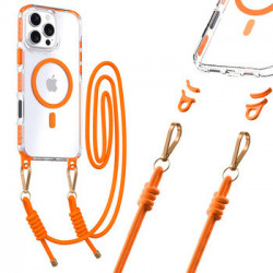 Tel Protect Strap Clear Case for Iphone 16 Pro Max orange