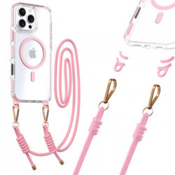 Tel Protect Strap Clear Case for Iphone 16 Pro pink