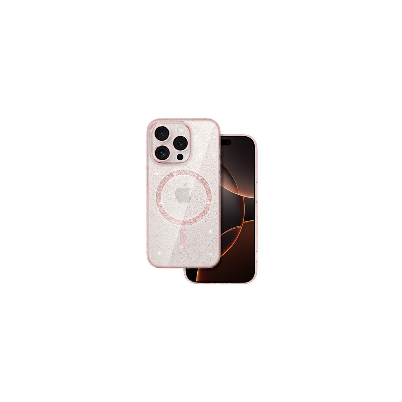 Glitter Magsafe Case for Iphone 16 Pro pink clear