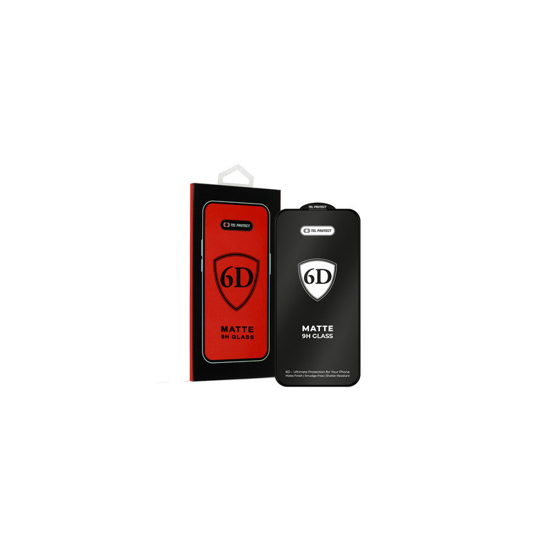 Tel Protect Full Glue 6D Matt Tempered Glass for Iphone 16 Plus Black