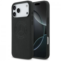 Original Case MERCEDES Leather Vintage Logo MagSafe for Iphone 17 Pro Max black