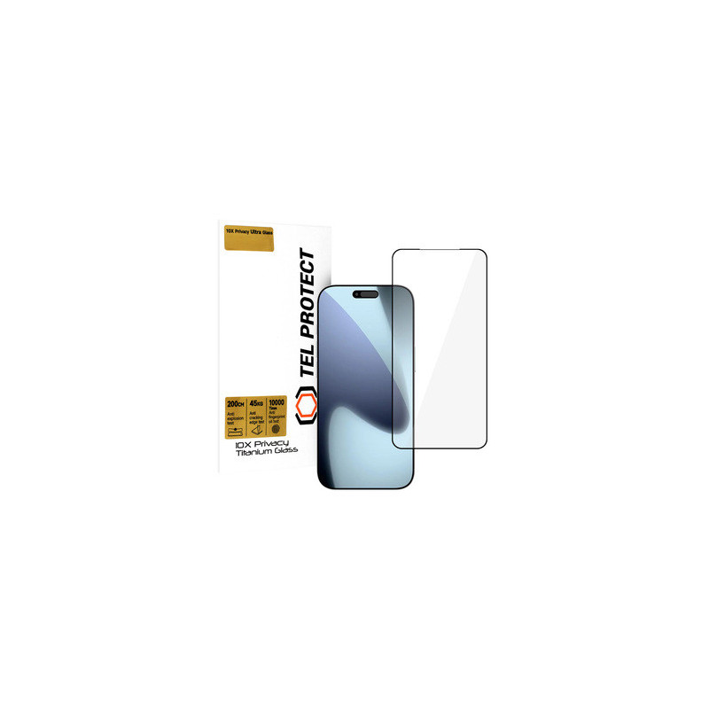 Tempered glass Tel Protect 10X Privacy Titanium for Iphone 17 Pro (envelope)