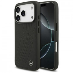 Original Case MERCEDES Leather Large Laurel Leave MagSafe for Iphone 17 Pro black