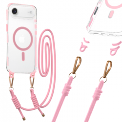 Tel Protect Strap Clear Case for Iphone 17 Air pink