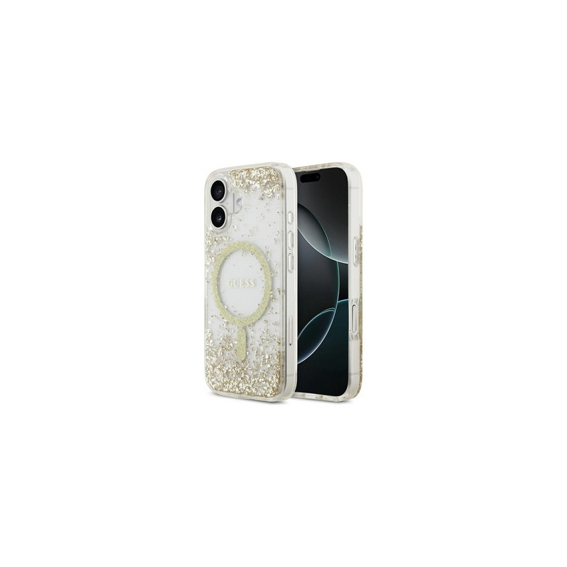 Original Case GUESS Resin Bottom Glitter MagSafe for Iphone 17 gold
