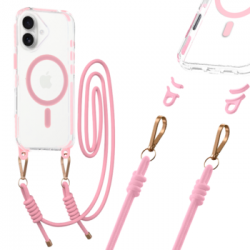 Tel Protect Strap Clear Case for Iphone 17 pink