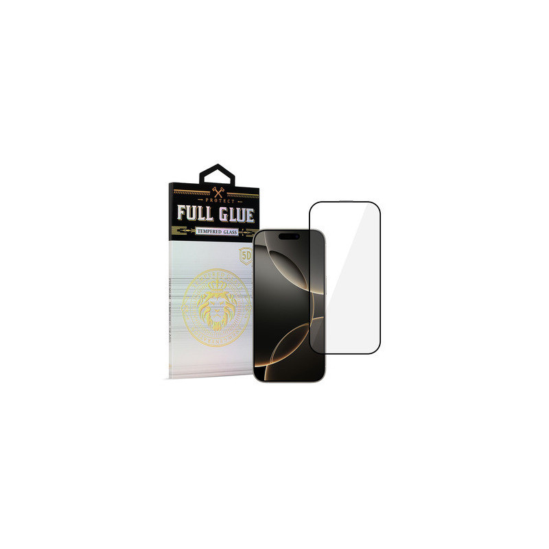 Tempered Glass HARD Full Glue 5D for IPHONE 16 PRO/17 BLACK