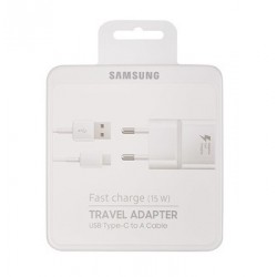 Originálny nástenný nabíjačku - Samsung EP-TA20EWEC - USB - Rýchla nabíjačka 2Mperes Biela s USB na TYP CABLE CABLESKU