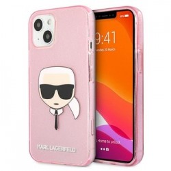 Originálne puzdro KARL LAGERFELD Glitter Hardcase Karl`s Head KLHCP13SKHTUGLP pre Iphone 13 Mini Pink