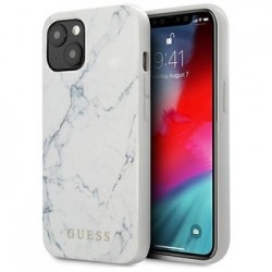 Originálne puzdro GUESS - Pevné puzdro Marble GUHCP13SPCUMAWH pre Iphone 13 Mini White